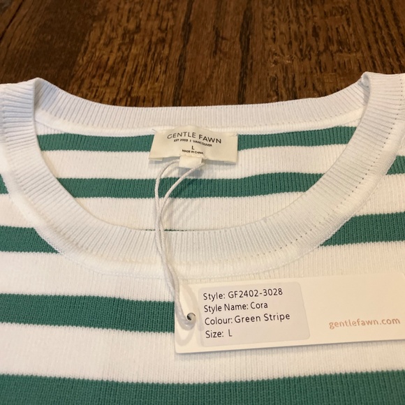 Cora Knit Tank by Genle Fawn - Green Stripe - Picture 2 of 4